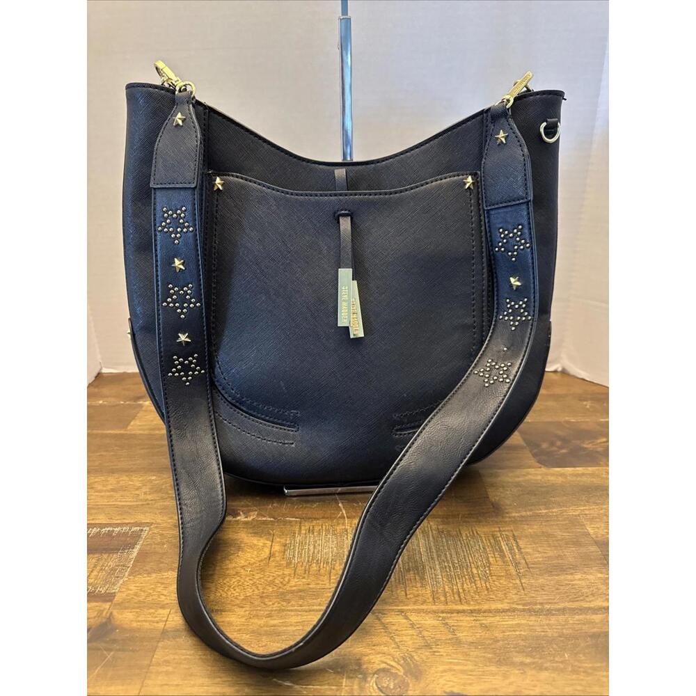 Steve Madden Black Vegan Leather Stars Shoulder Bag